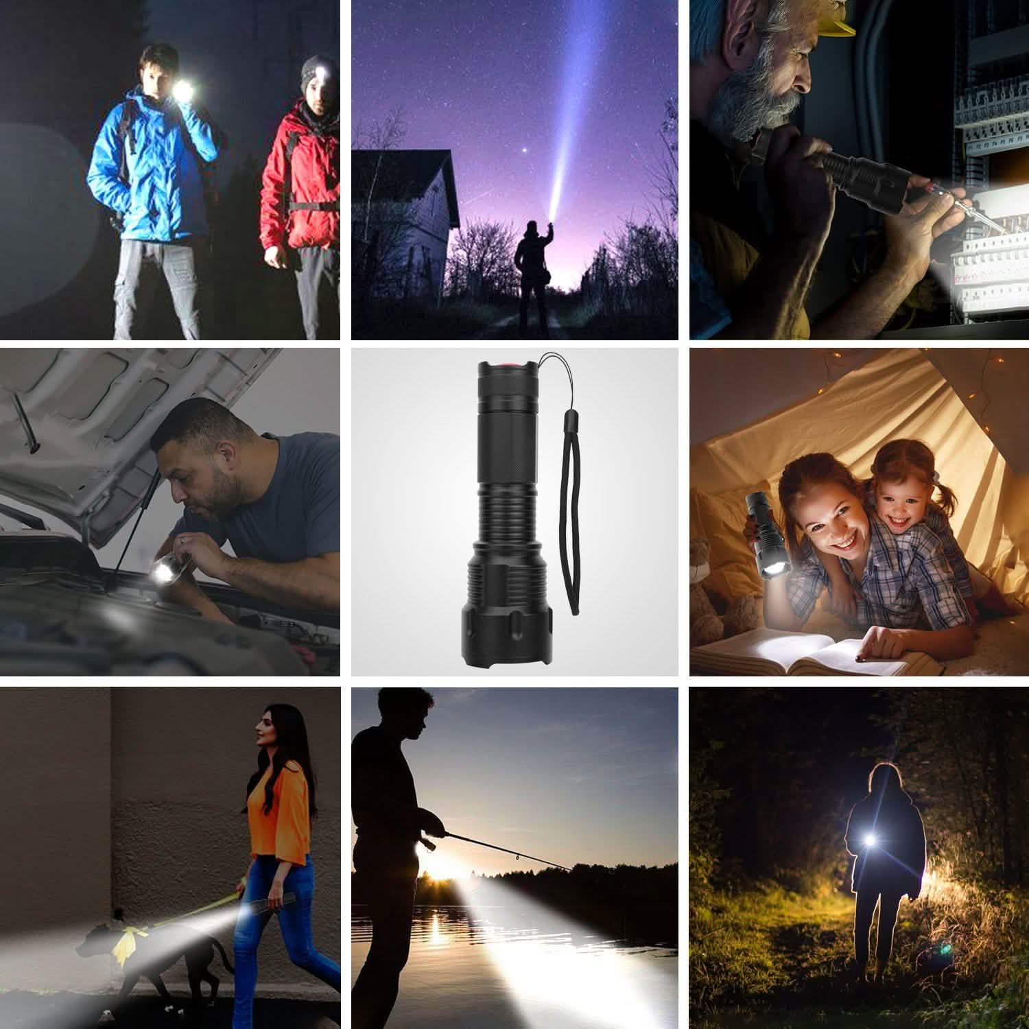 LED Rechargeable Zoomable Flashlight Outdoor Recreation - Tophatter Daily Deals