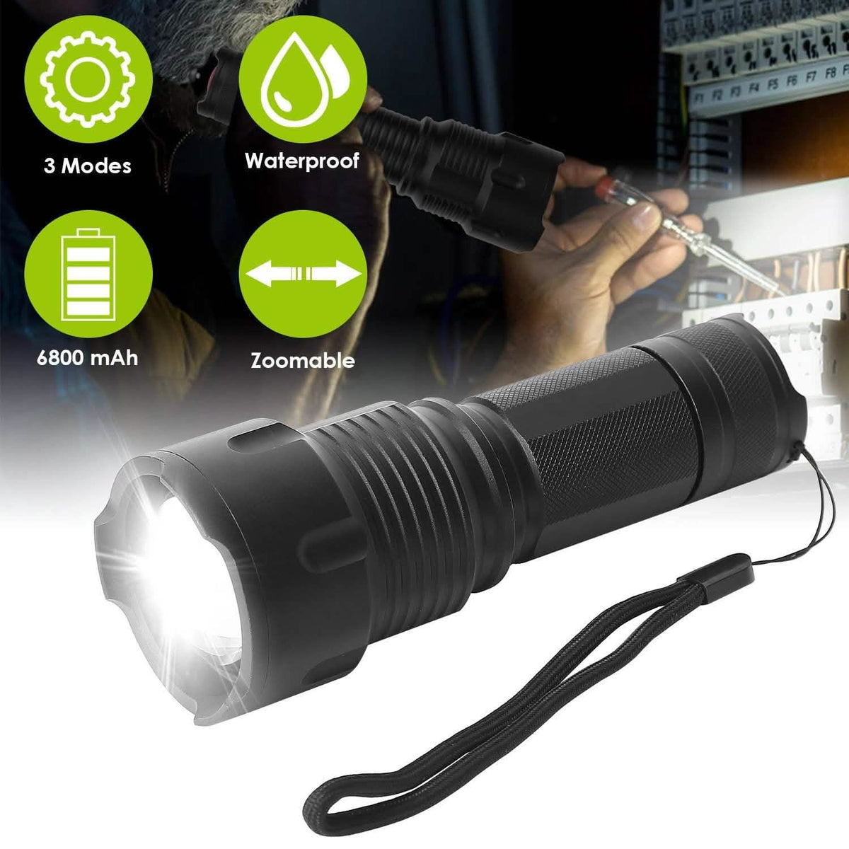 LED Rechargeable Zoomable Flashlight Outdoor Recreation - Tophatter Daily Deals