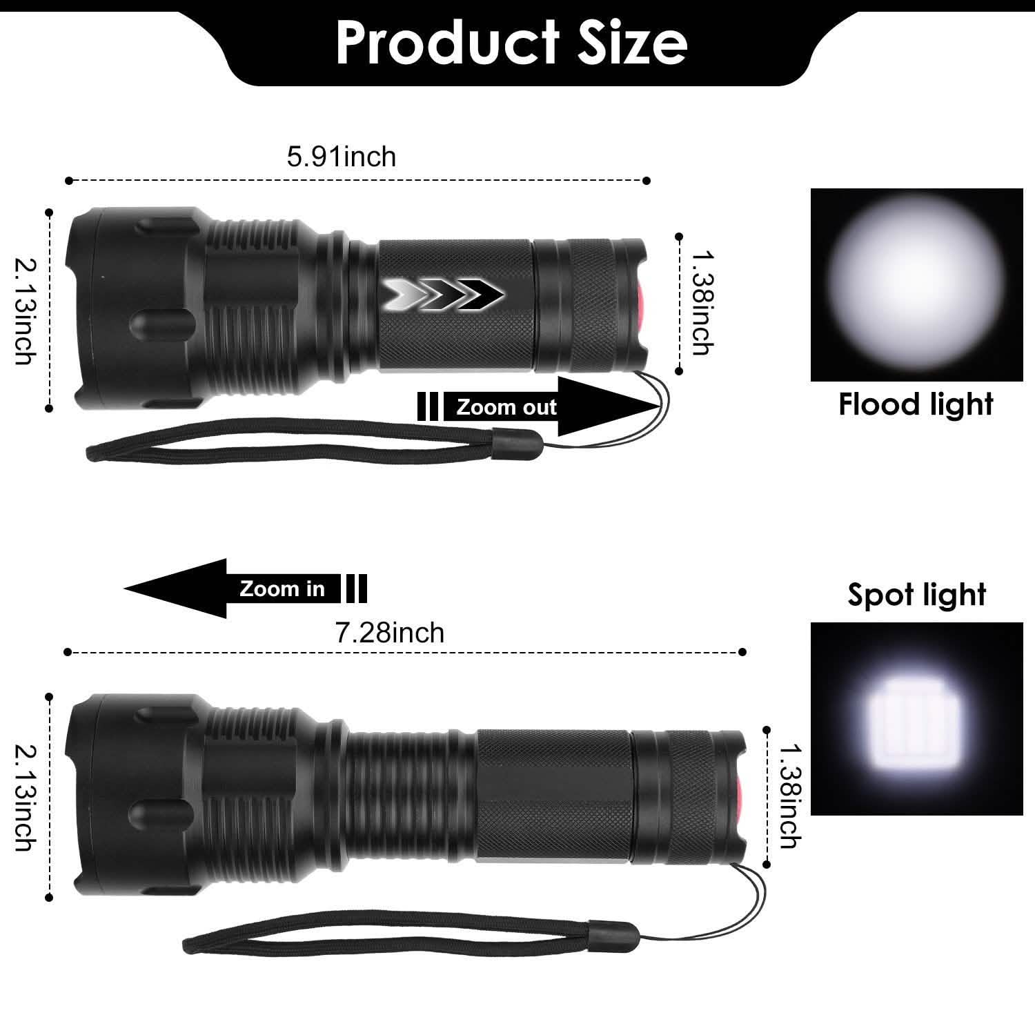 LED Rechargeable Zoomable Flashlight Outdoor Recreation - Tophatter Daily Deals