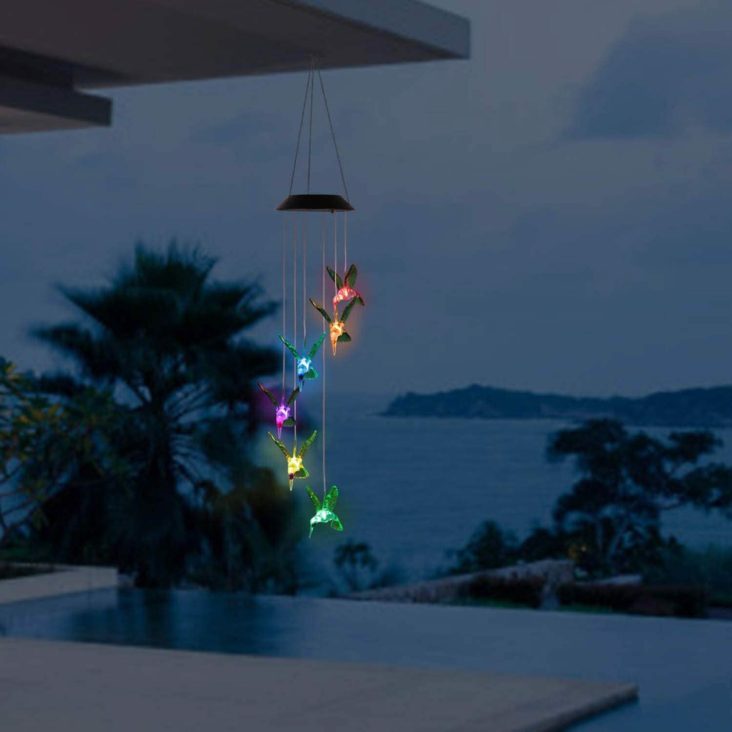 LED Solar Hummingbird Wind Chime String & Fairy Lights - Tophatter Daily Deals
