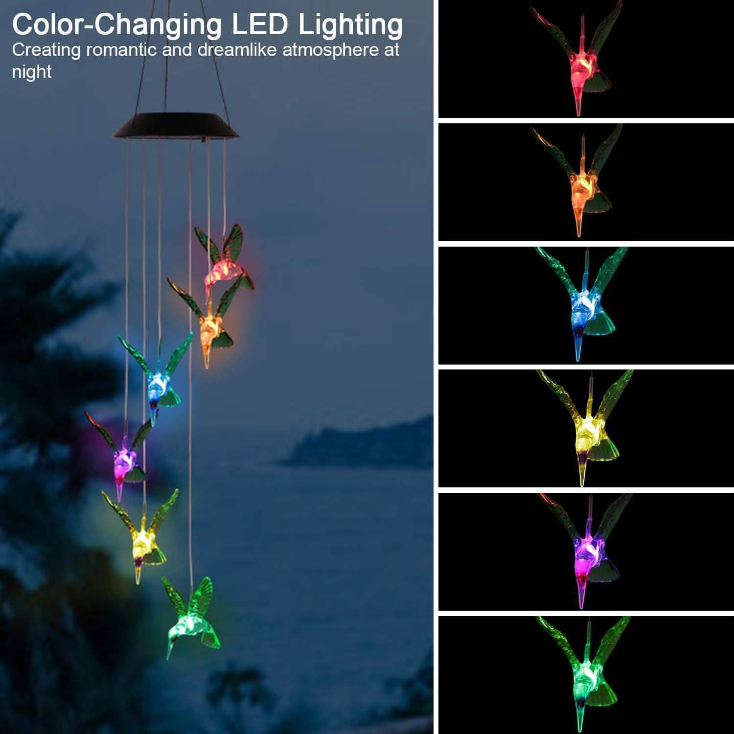LED Solar Hummingbird Wind Chime String & Fairy Lights - Tophatter Daily Deals