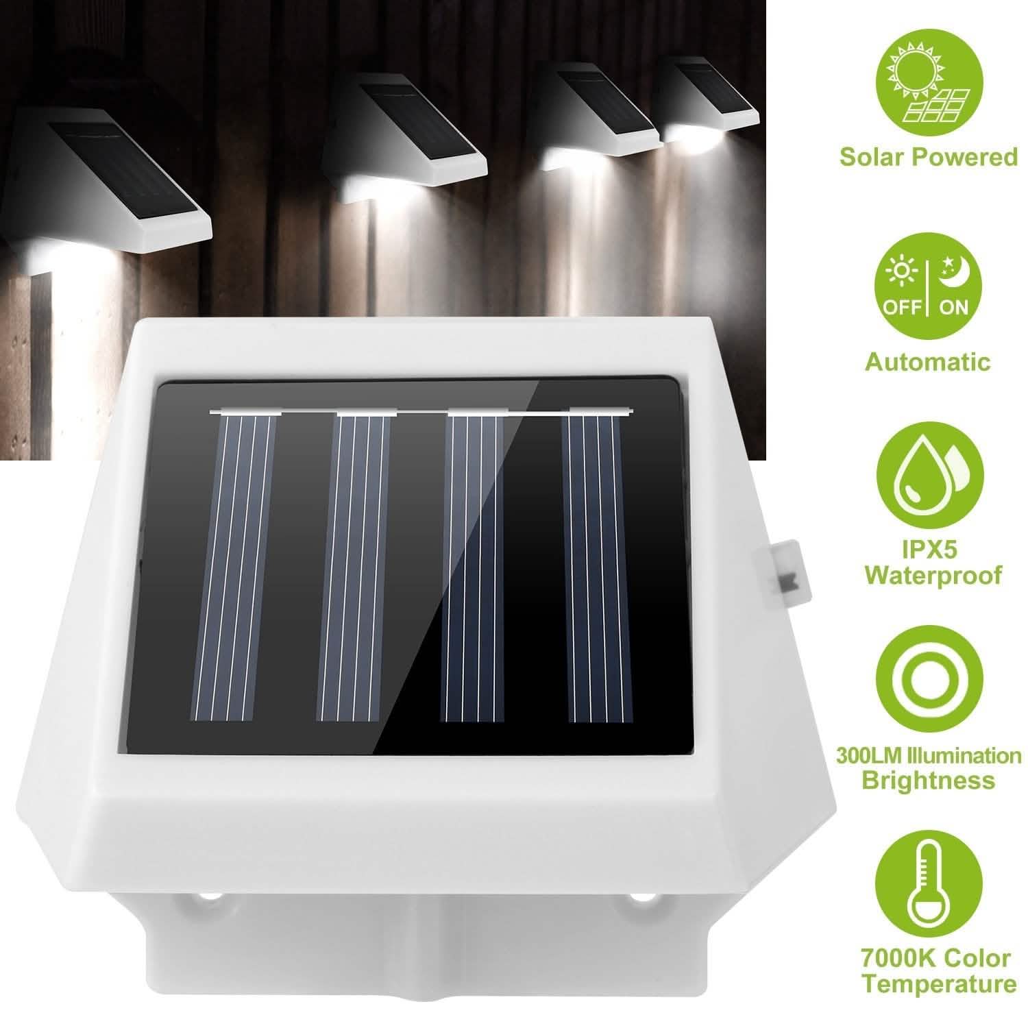 LED Solar Powered Stair Lights Outdoor Lighting - Tophatter Daily Deals