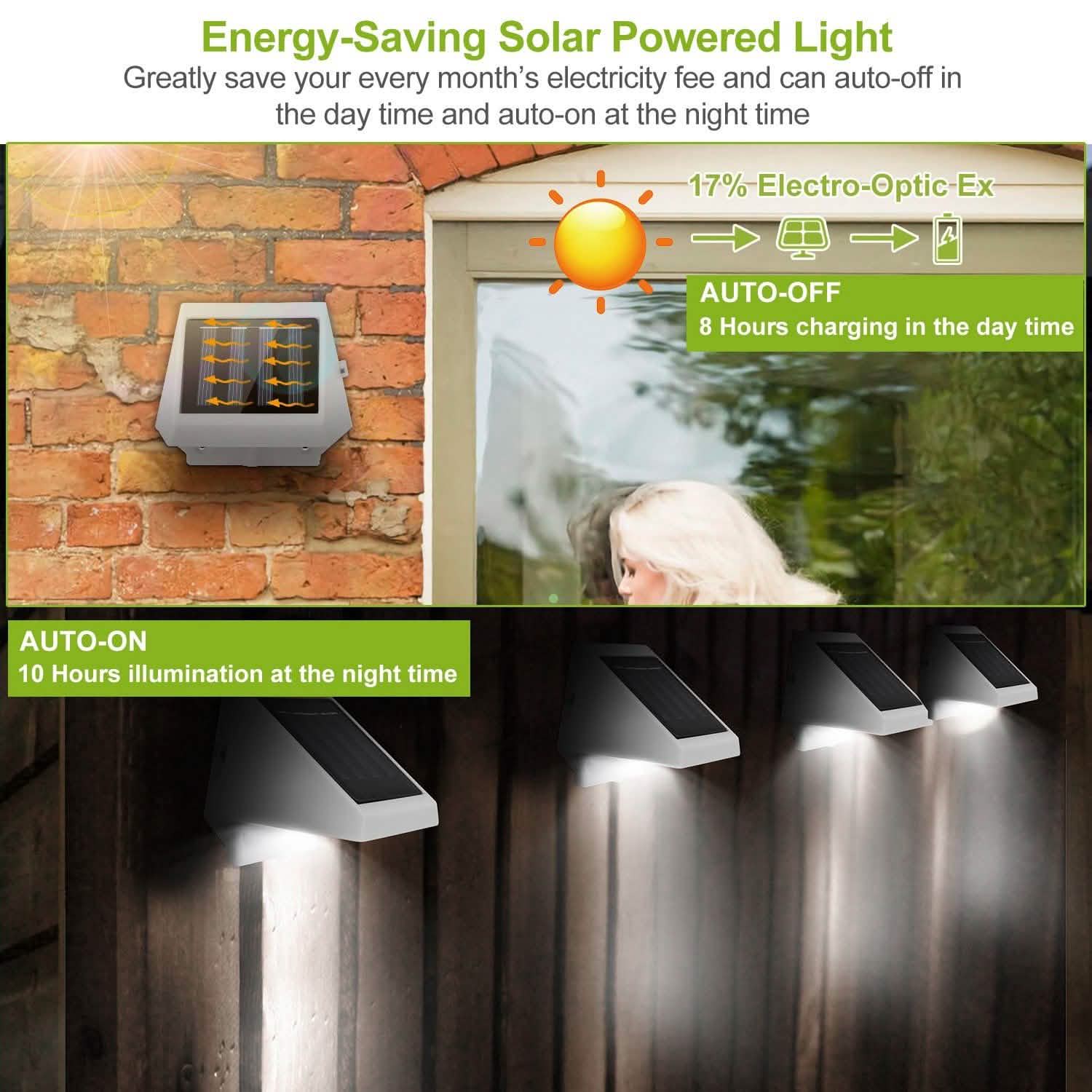 LED Solar Powered Stair Lights Outdoor Lighting - Tophatter Daily Deals