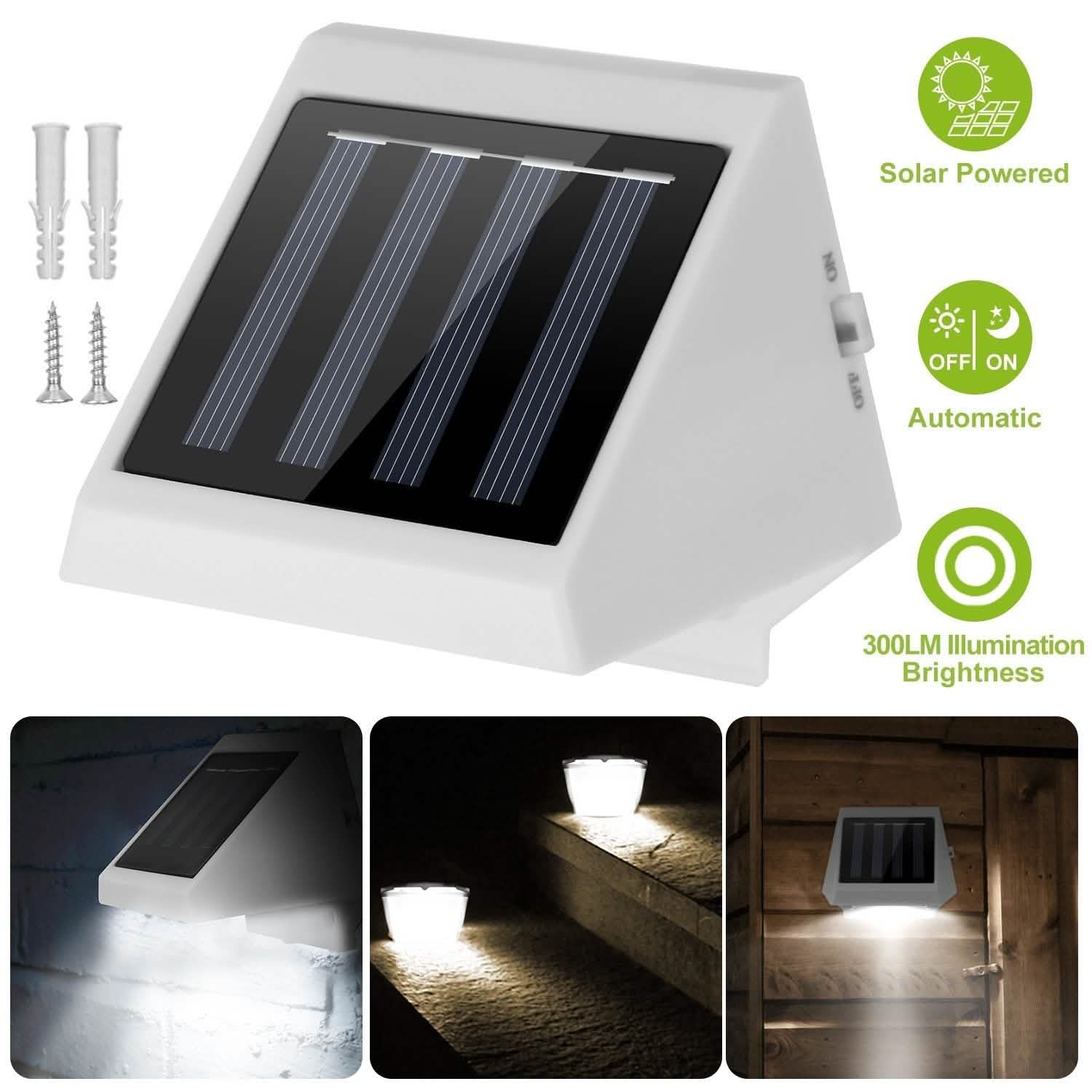LED Solar Powered Stair Lights Outdoor Lighting - Tophatter Daily Deals