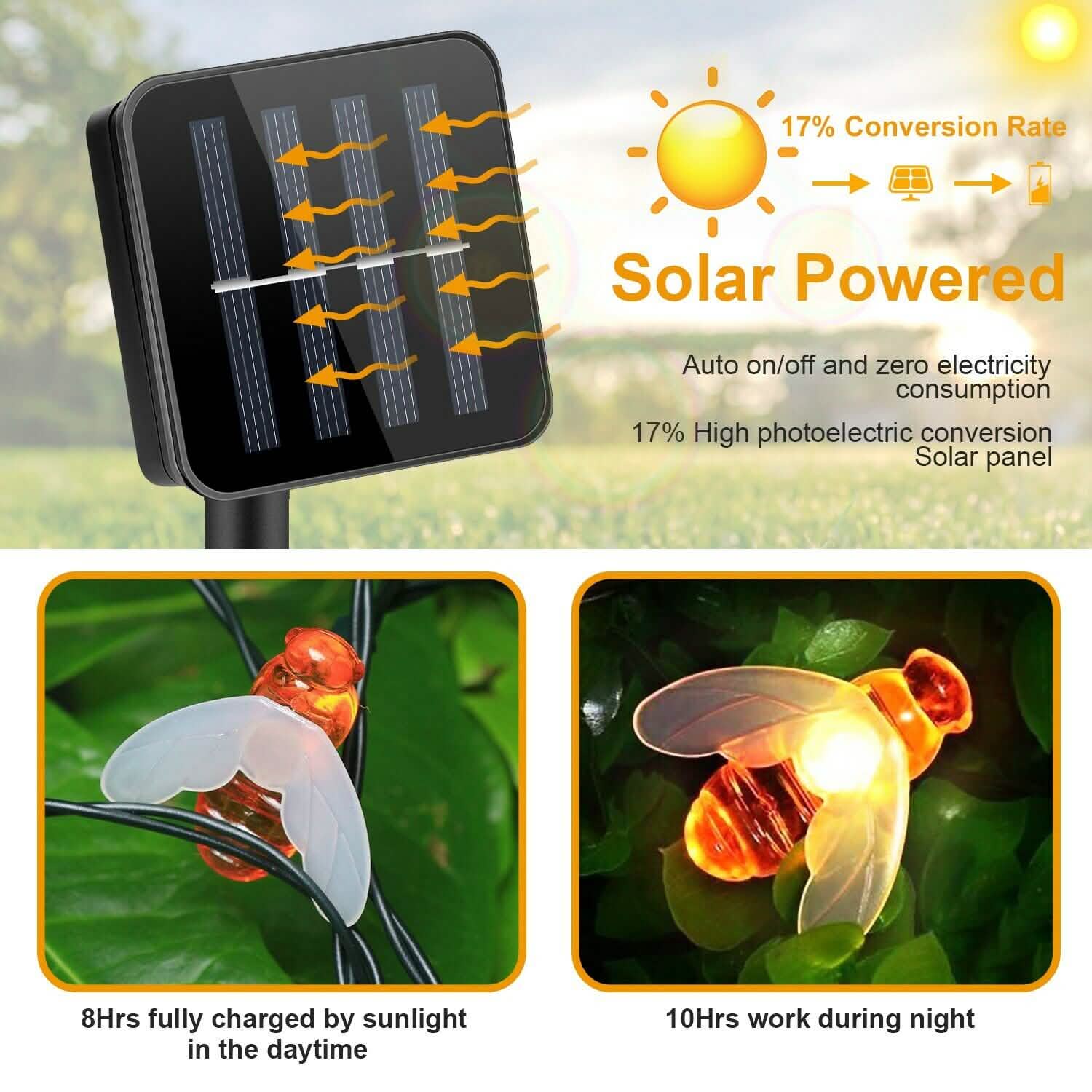 LED Solar String Bee Lights 30 Honeybees String & Fairy Lights - Tophatter Daily Deals