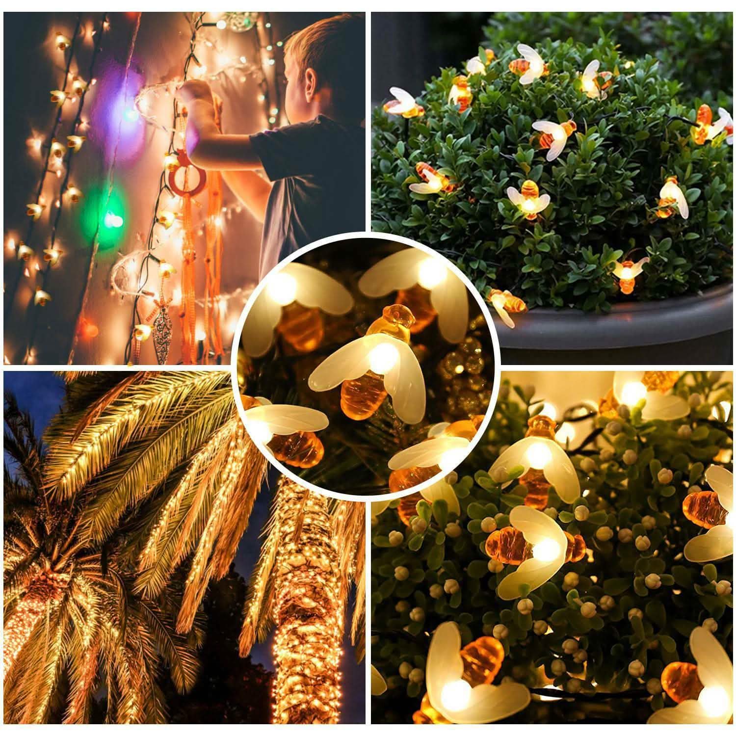 LED Solar String Bee Lights 30 Honeybees String & Fairy Lights - Tophatter Daily Deals