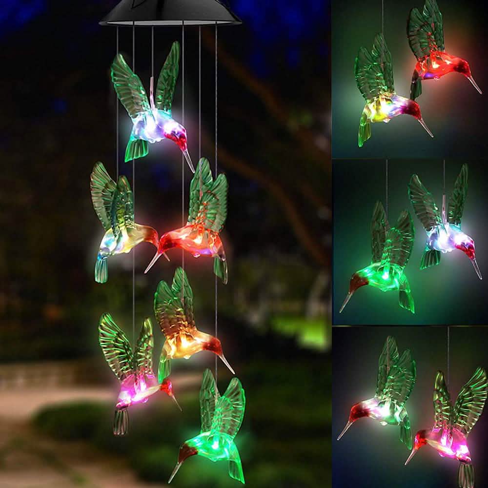 LED Solar String Lights Hummingbird Wind Chime String & Fairy Lights - Tophatter Daily Deals