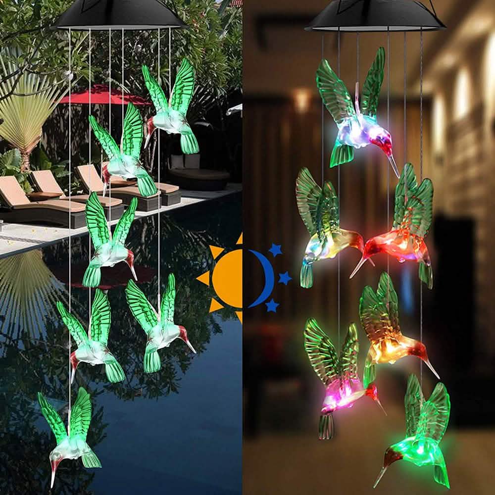 LED Solar String Lights Hummingbird Wind Chime String & Fairy Lights - Tophatter Daily Deals