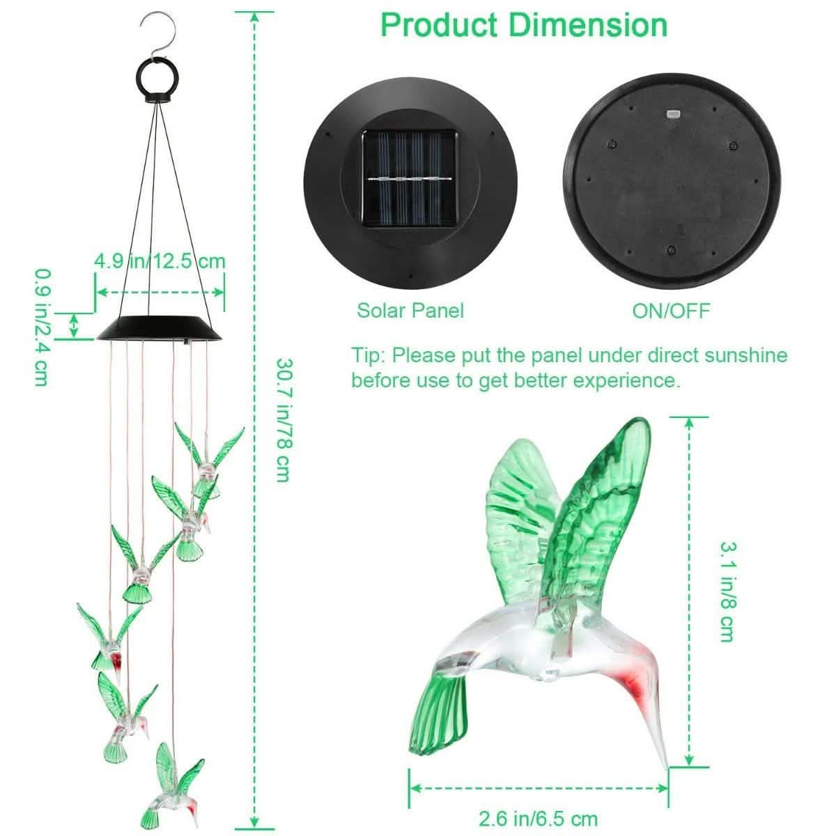 LED Solar String Lights Hummingbird Wind Chime String & Fairy Lights - Tophatter Daily Deals