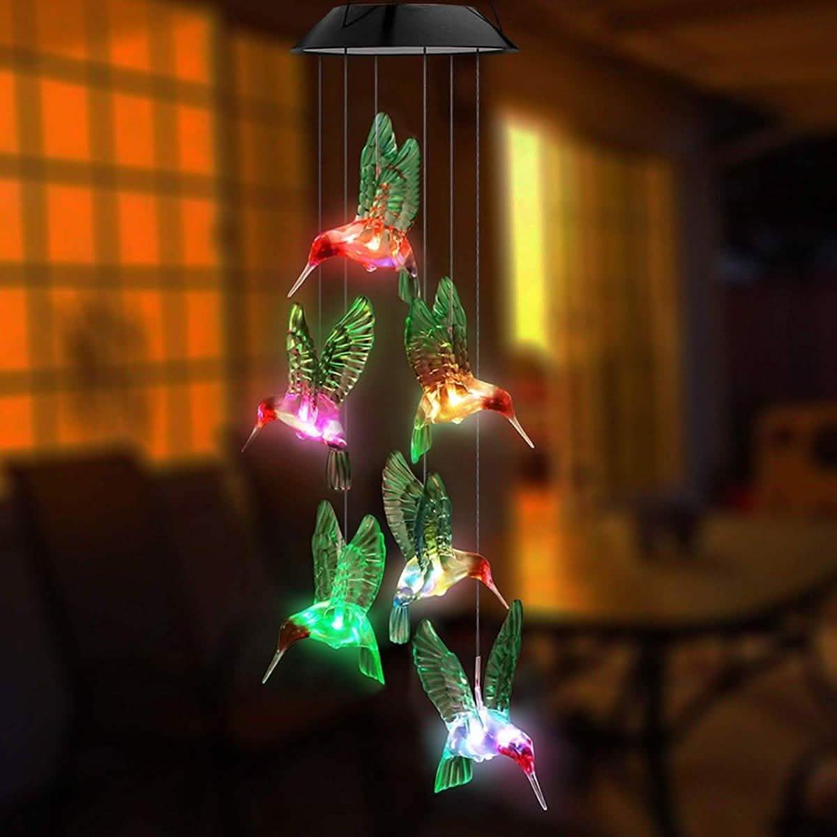 LED Solar String Lights Hummingbird Wind Chime String & Fairy Lights - Tophatter Daily Deals