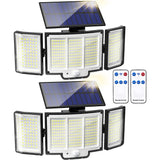 Solar Motion Sensor Security Light with Remote, 348 LED 3 Head 2 Pack Solar Outdoor Lights - Tophatter Daily Deals