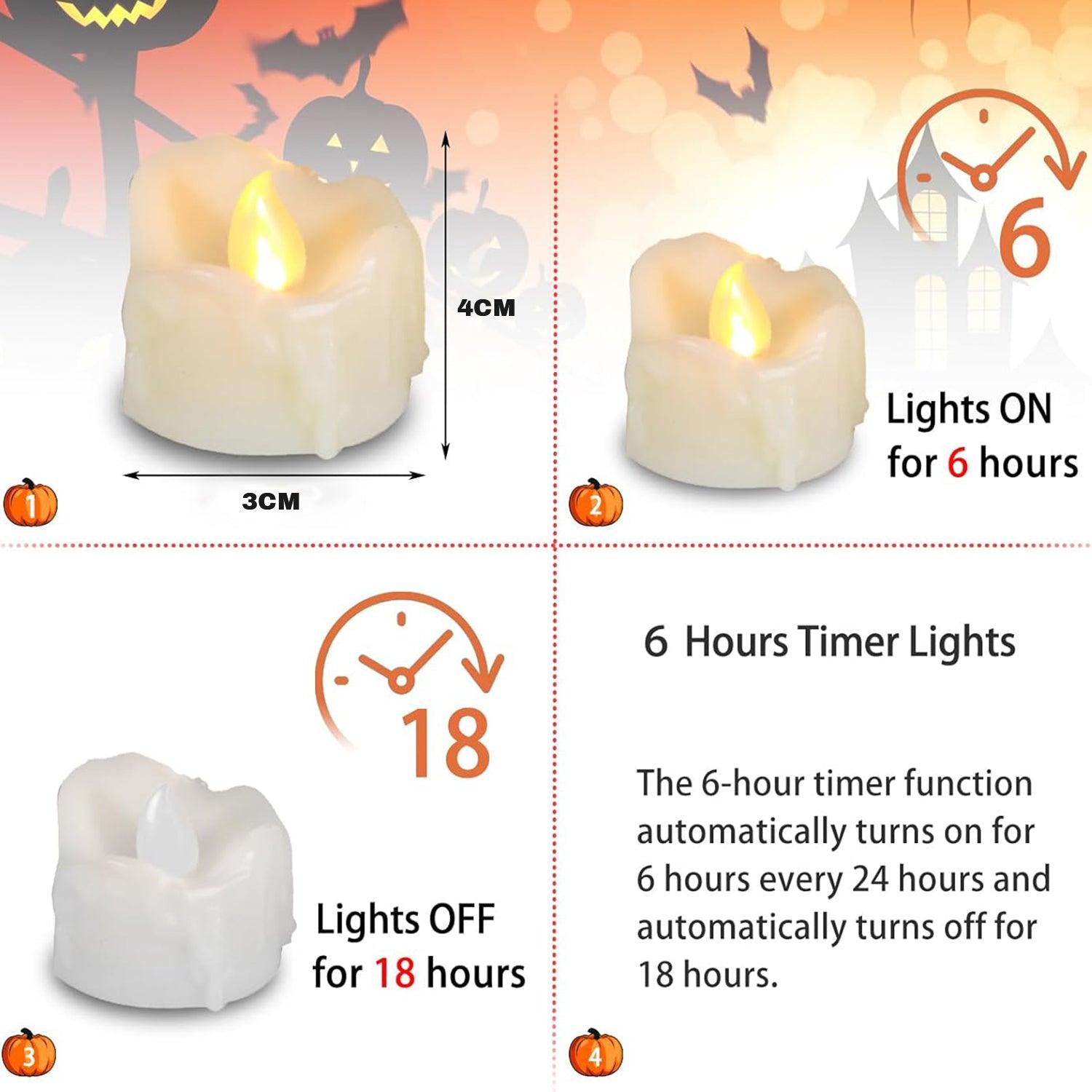 LED Candle Tea Lights - 12pcs Tea Lamp Flameless Flicker Timer Candles Battery Operated Home - Tophatter Daily Deals