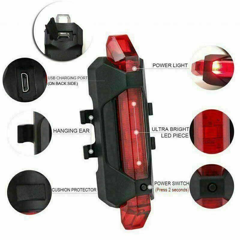 USB Rechargeable Bike Lights - Waterproof Red light Cycling - Tophatter Daily Deals