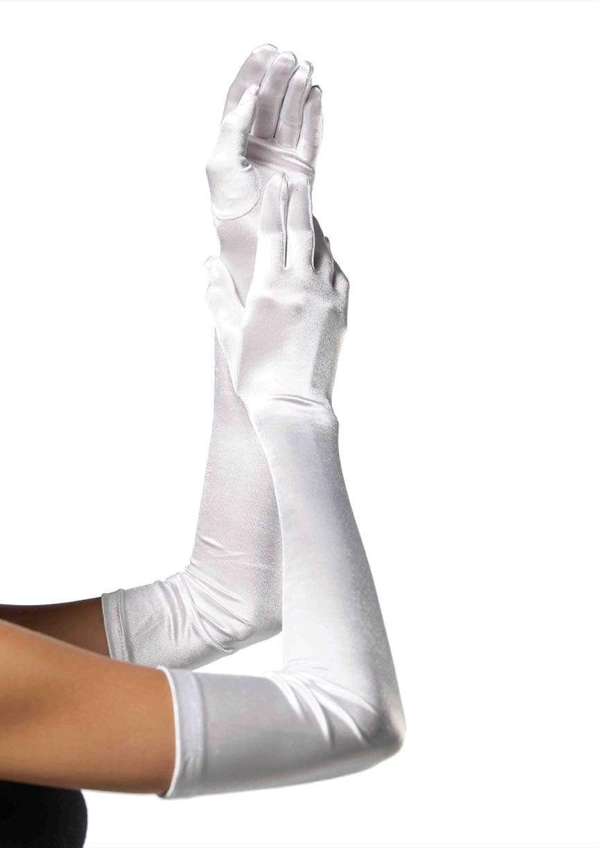 Satin Opera Length Gloves White Gloves - Tophatter Daily Deals