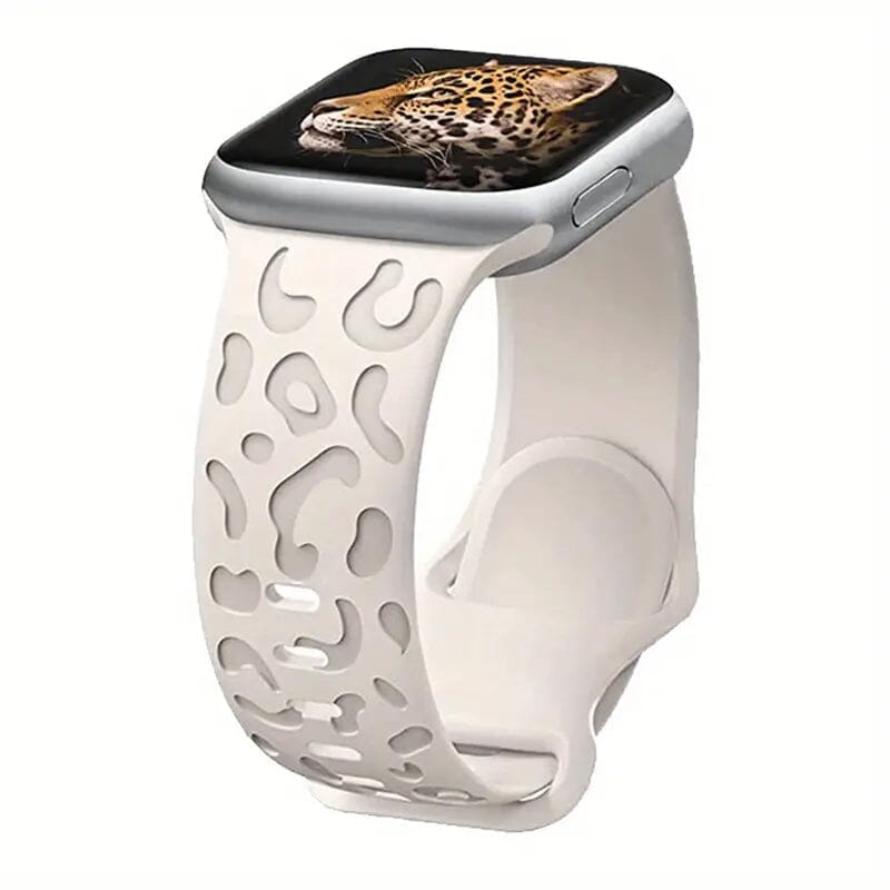 Leopard Engraved Replacement Band Compatible with iWatch Cream Watch Band - Tophatter Daily Deals
