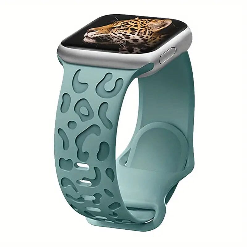 Leopard Engraved Replacement Band Compatible with iWatch Green Watch Band - Tophatter Daily Deals