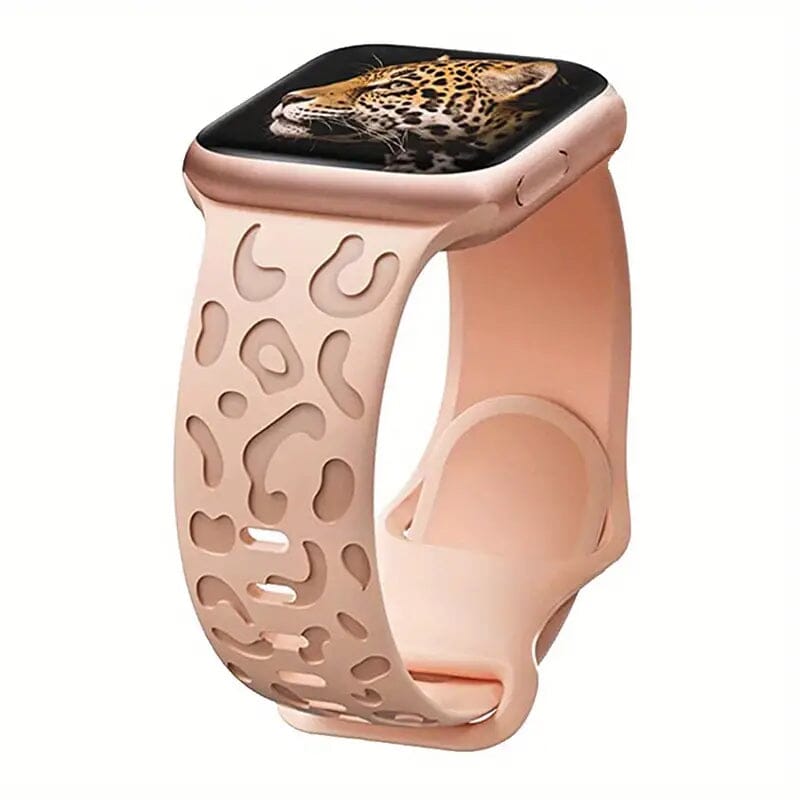 Leopard Engraved Replacement Band Compatible with iWatch Rose Gold Watch Band - Tophatter Daily Deals