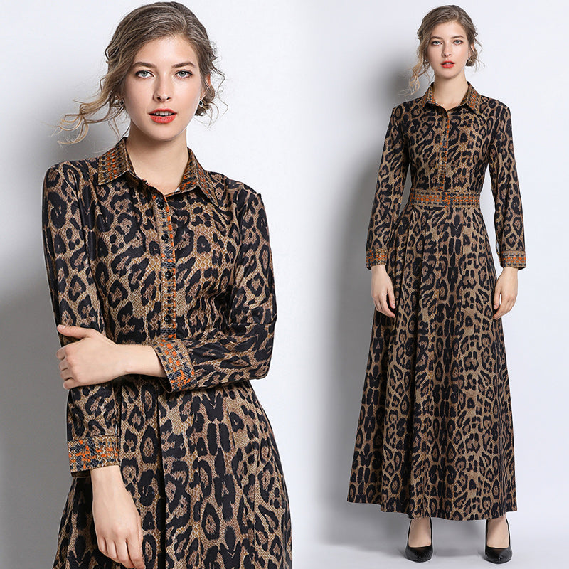 Leopard Print Brown Long Dress Maxi Dresses - Tophatter Daily Deals