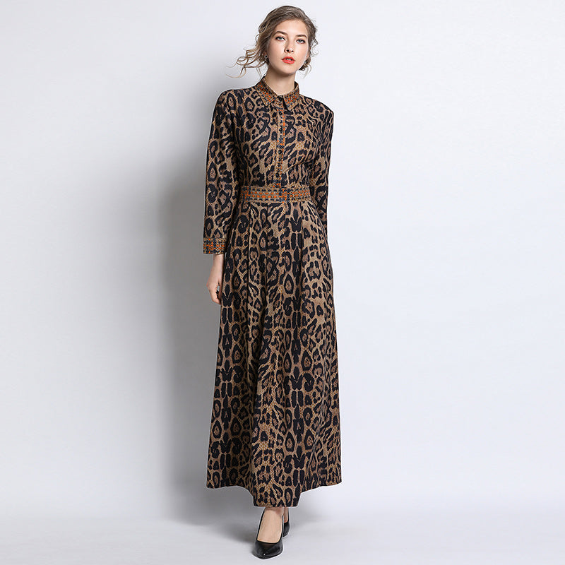 Leopard Print Brown Long Dress Maxi Dresses - Tophatter Daily Deals