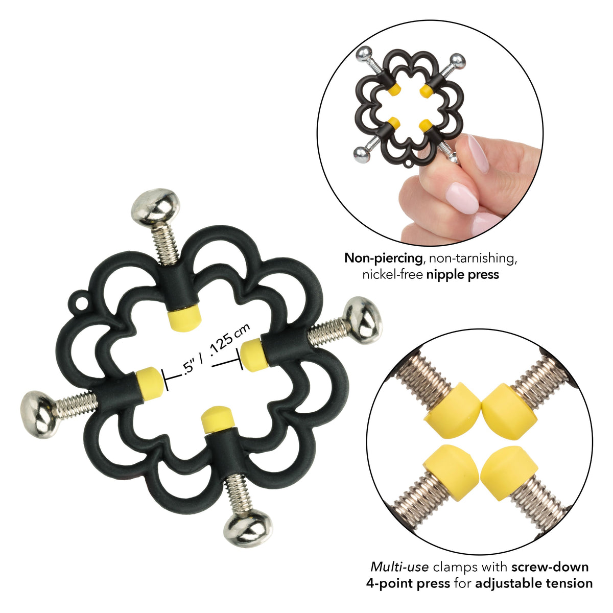 Boundless Nipple Grips Heavy Duty Fully Adjustable 4-Point Press Clamp Set > Sex Toys > Nipple Clamps - Tophatter Daily Deals