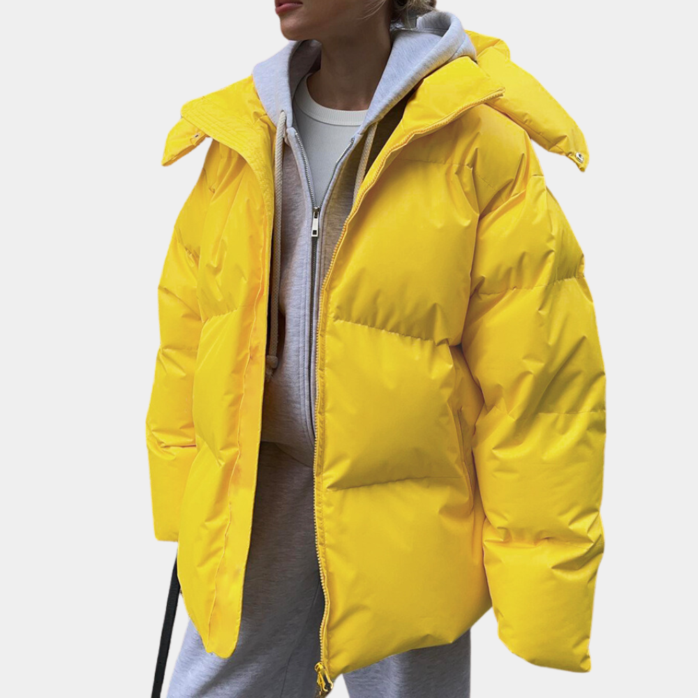 Warm Women's Puffer Jacket - Relaxed Quilted, For Winter Yellow - Tophatter Daily Deals