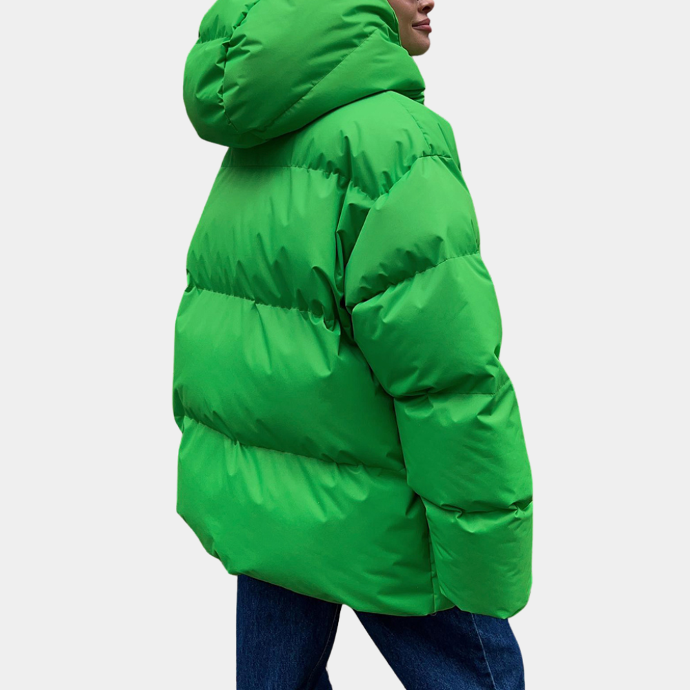 Warm Women's Puffer Jacket - Relaxed Quilted, For Winter Green - Tophatter Daily Deals