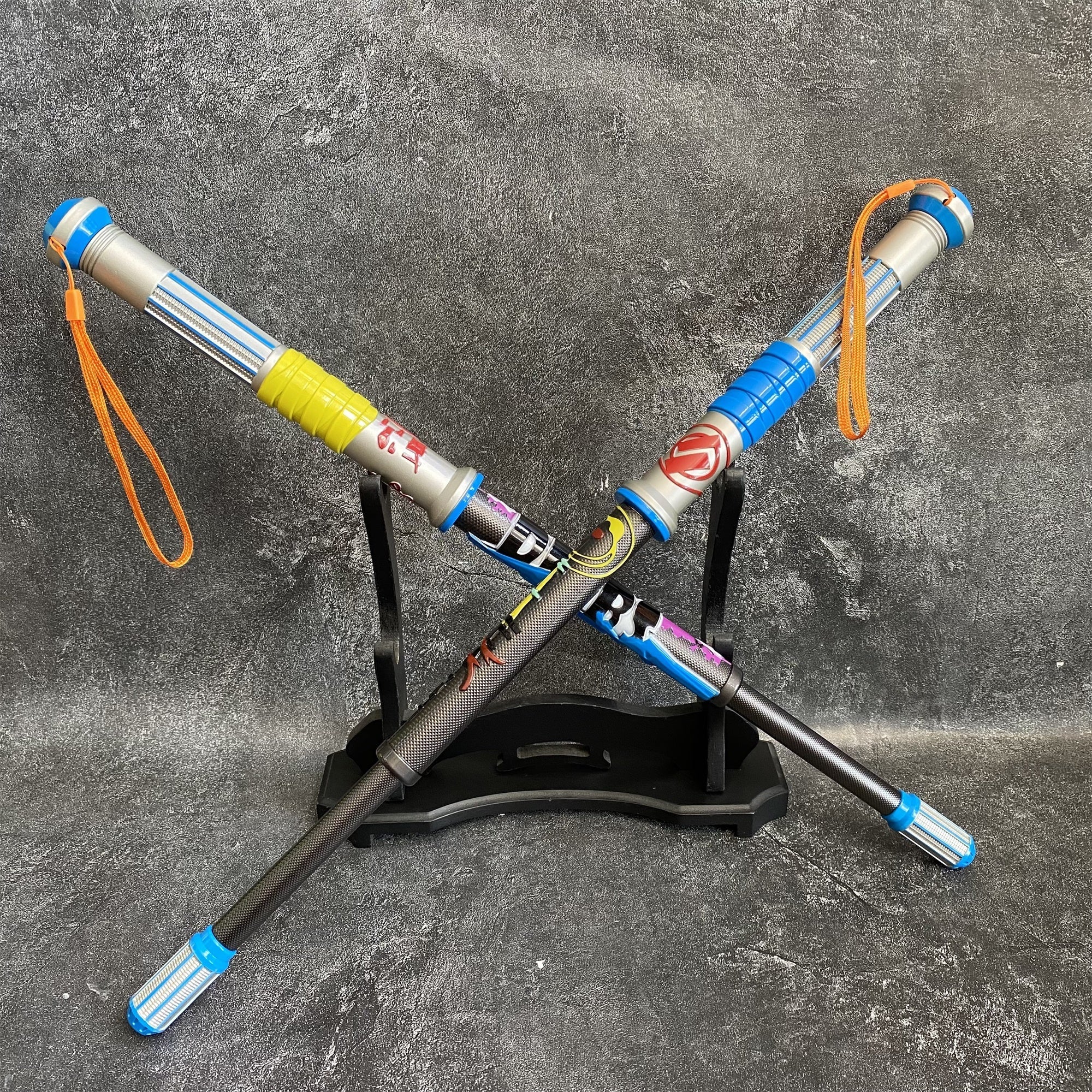 Life-size Lifeline Heirloom Shock Sticks Metal Replica Heirloom & 2-Layer Wooden Stand - Tophatter Daily Deals