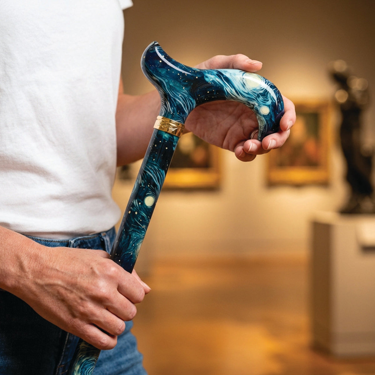 The Stellar Universe Designer Cane: Patterned Derby Handle Adjustable Walking Canes - Tophatter Daily Deals