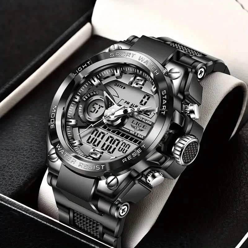 LIGE Men Digital Military Waterproof Watch Black Watches - Tophatter Daily Deals