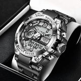 LIGE Men Digital Military Waterproof Watch Silver Watches - Tophatter Daily Deals