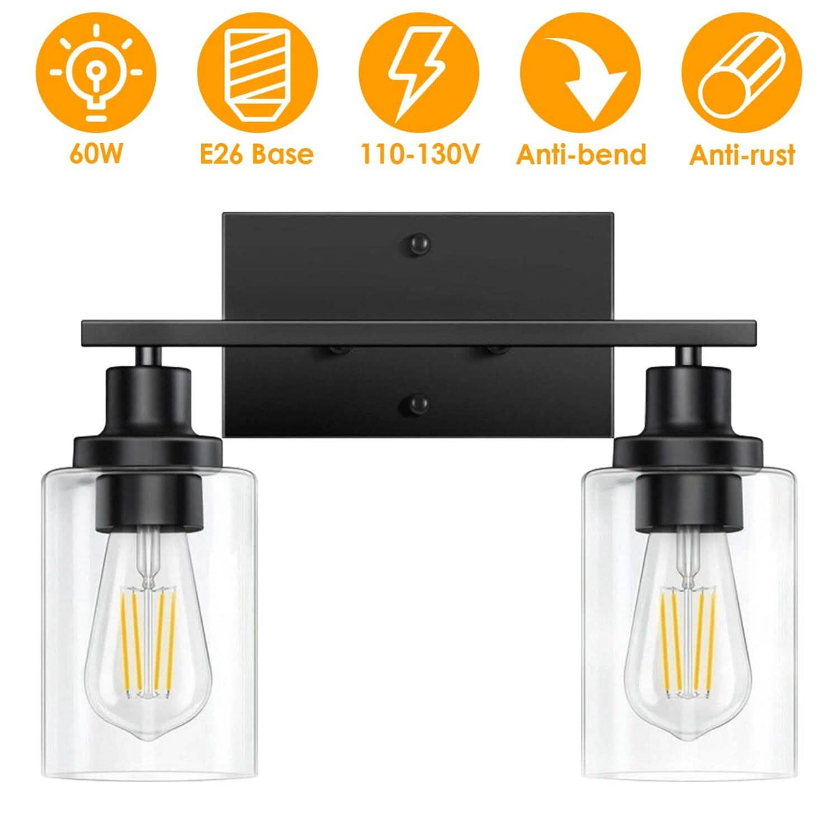 Light Wall Scone Lighting with Clear Glass Indoor Lighting - Tophatter Daily Deals