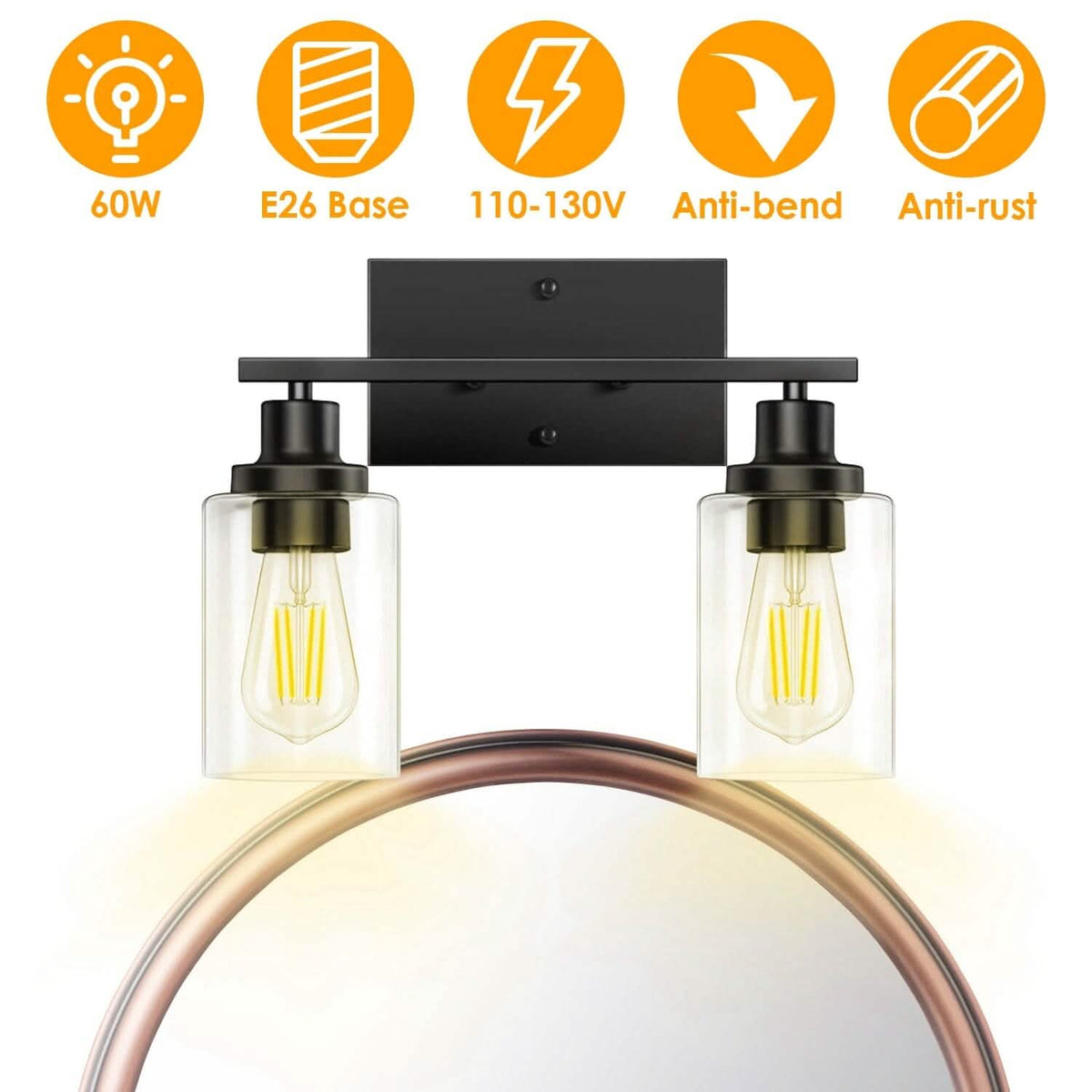 Light Wall Scone Lighting with Clear Glass Indoor Lighting - Tophatter Daily Deals