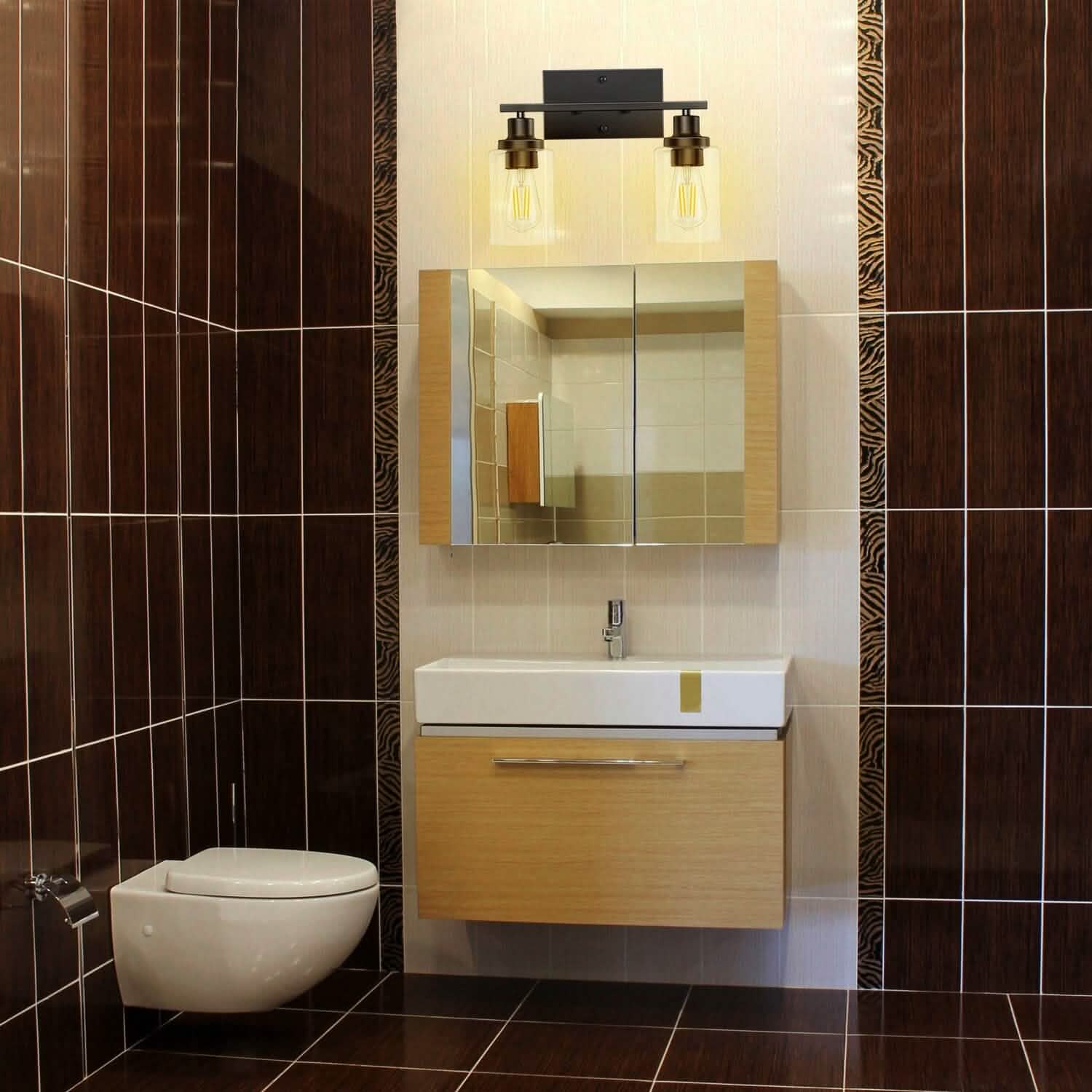 Light Wall Scone Lighting with Clear Glass Indoor Lighting - Tophatter Daily Deals