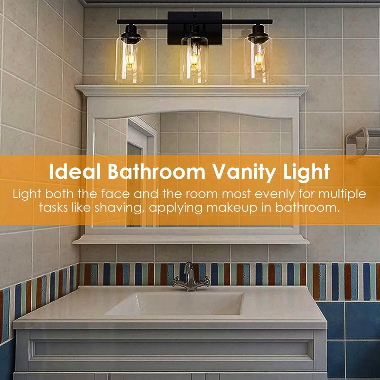 Light Wall Scone Lighting with Clear Glass Indoor Lighting - Tophatter Daily Deals