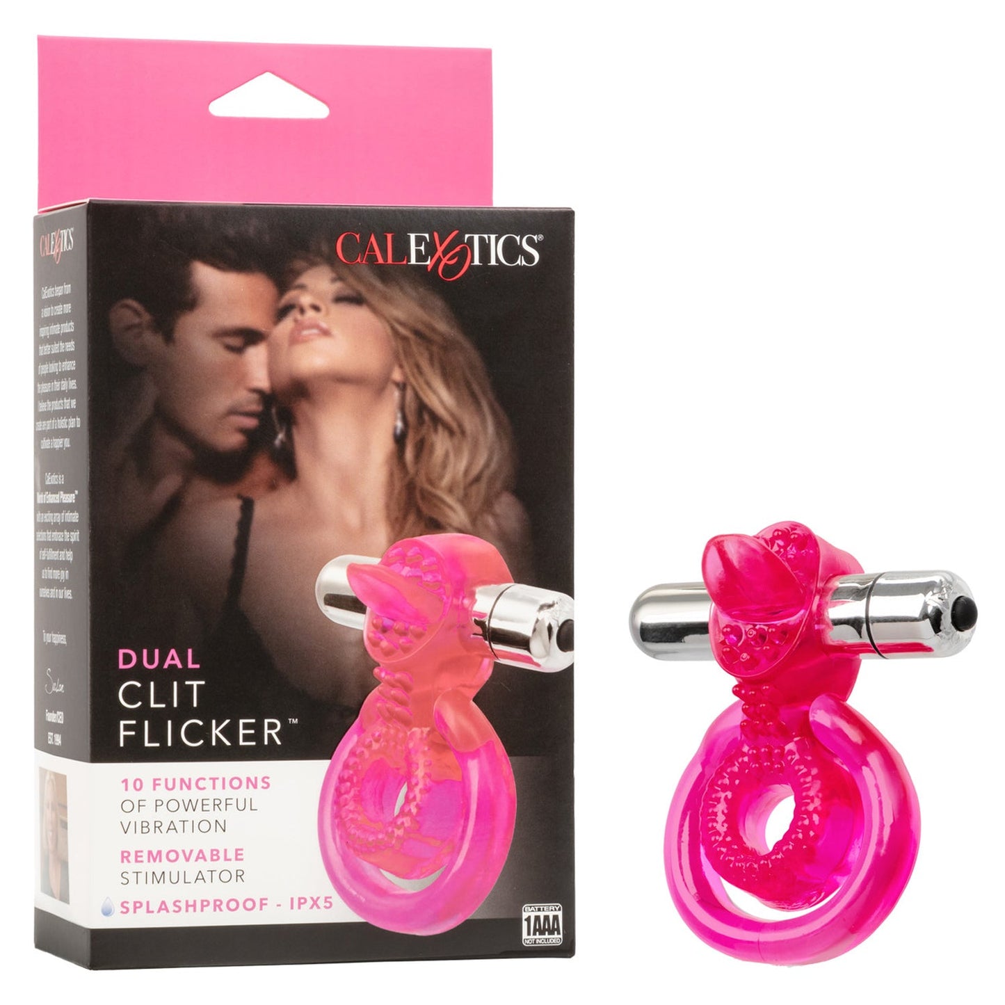 Dual Clit Flicker Vibrating Cockring with Removable Stimulator > Cock Ring > Vibrating - Tophatter Daily Deals