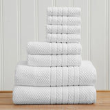 100% Cotton Checkered Jacquard Bath Towel Set - Giuliana Collection 8 Piece Set White Bath - Tophatter Daily Deals