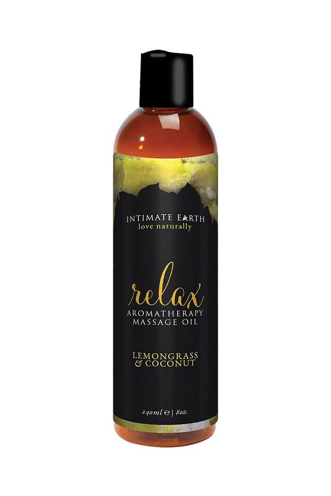 Intimate Earth - Aromatherapy Massage Oil - Relax - Lemongrass & Coconut - 8oz Liquid - Tophatter Daily Deals