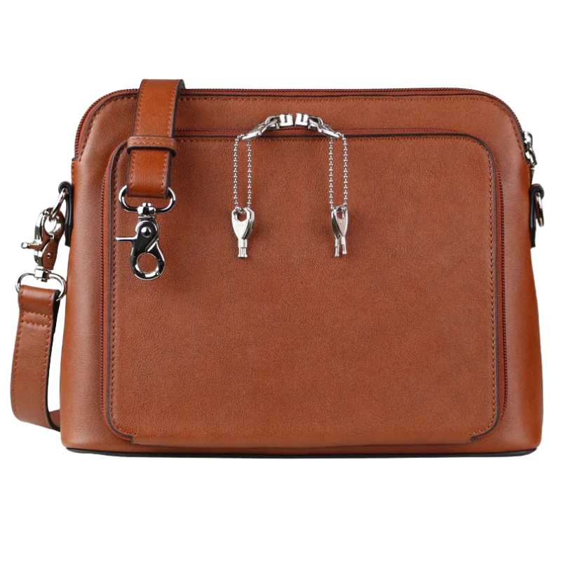 Concealed Carry Evelyn Leather Crossbody Lockable Handbag Handgun Purses - Tophatter Daily Deals