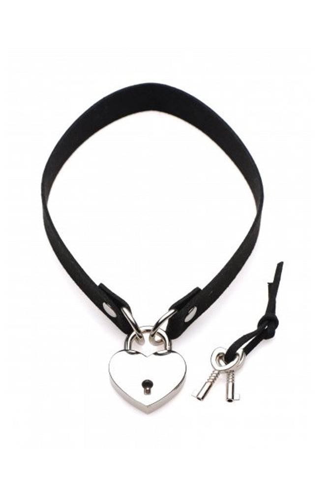 XR Brands - Master Series - Lock-It Heart Choker with Key - Black BDSM - Tophatter Daily Deals