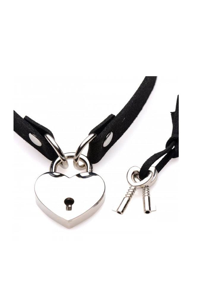 XR Brands - Master Series - Lock-It Heart Choker with Key - Black BDSM - Tophatter Daily Deals