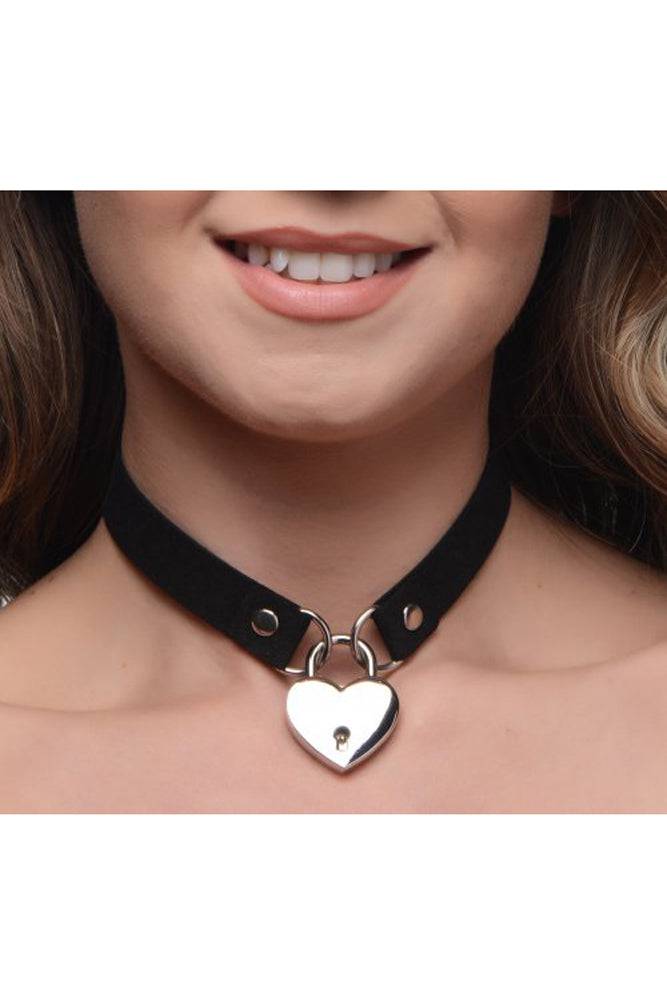 XR Brands - Master Series - Lock-It Heart Choker with Key - Black BDSM - Tophatter Daily Deals