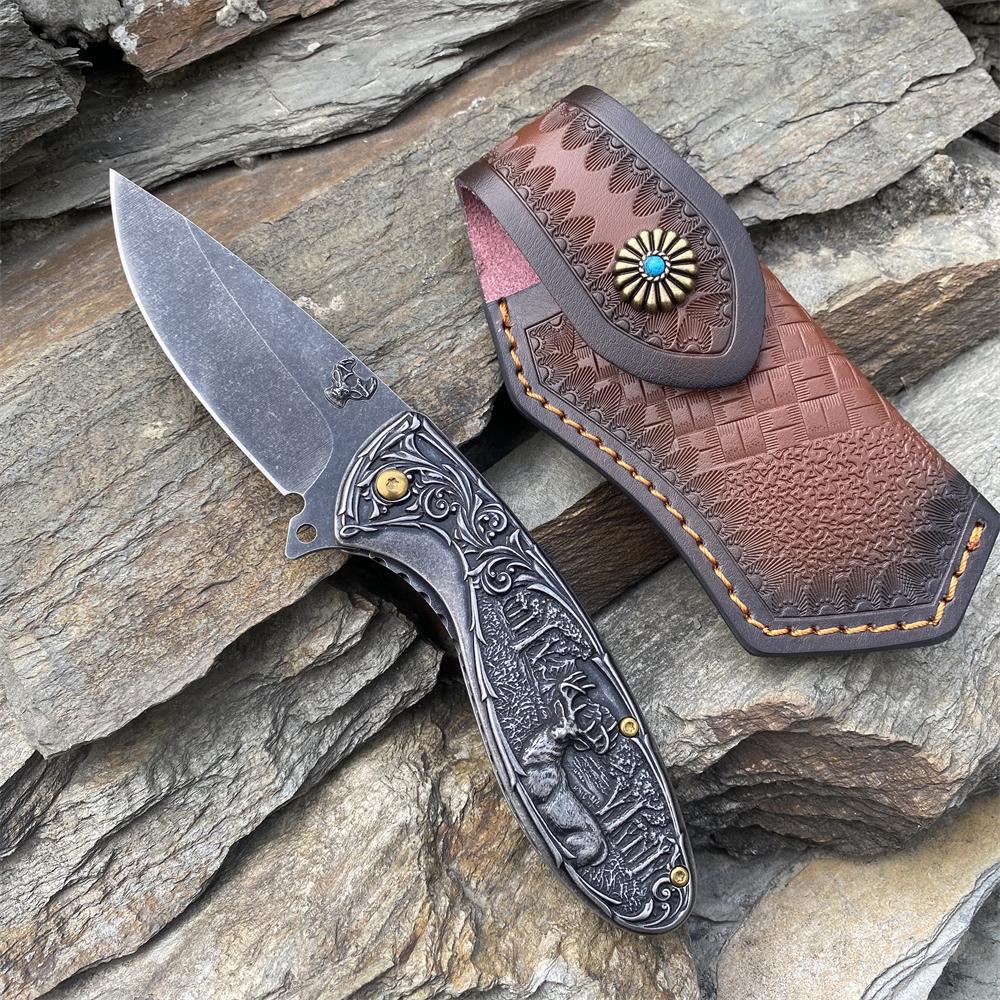 Reindeer Folding Knife Knife & Case - Tophatter Daily Deals