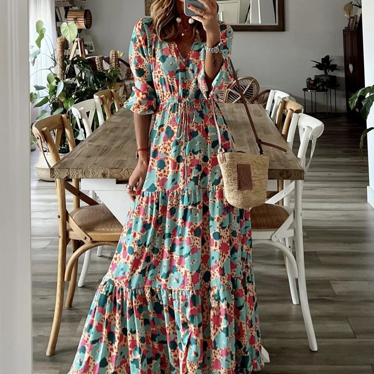 Bohemia Elegant Long Sleeve Maxi Dress Maxi Dresses - Tophatter Daily Deals