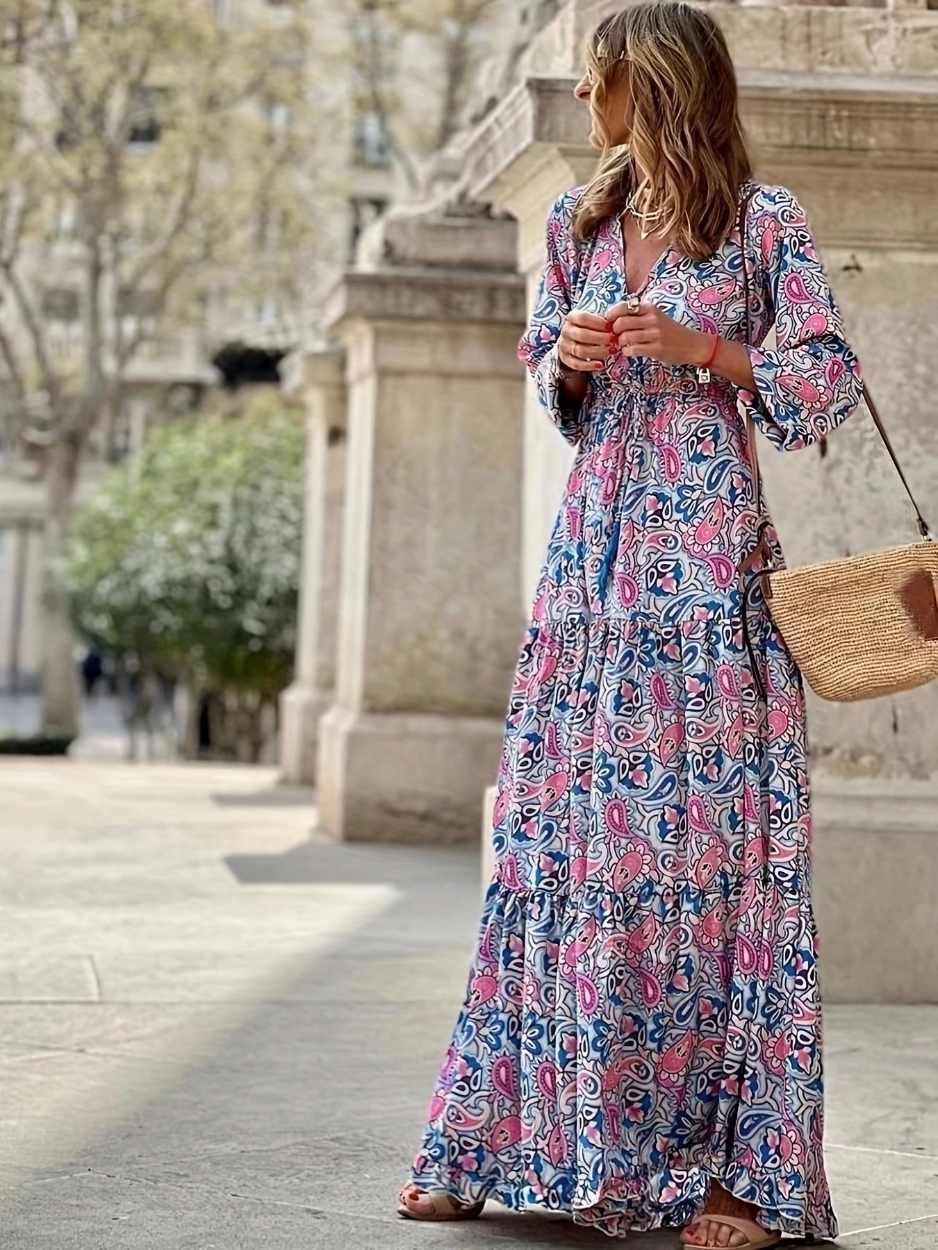 Bohemia Elegant Long Sleeve Maxi Dress Maxi Dresses - Tophatter Daily Deals