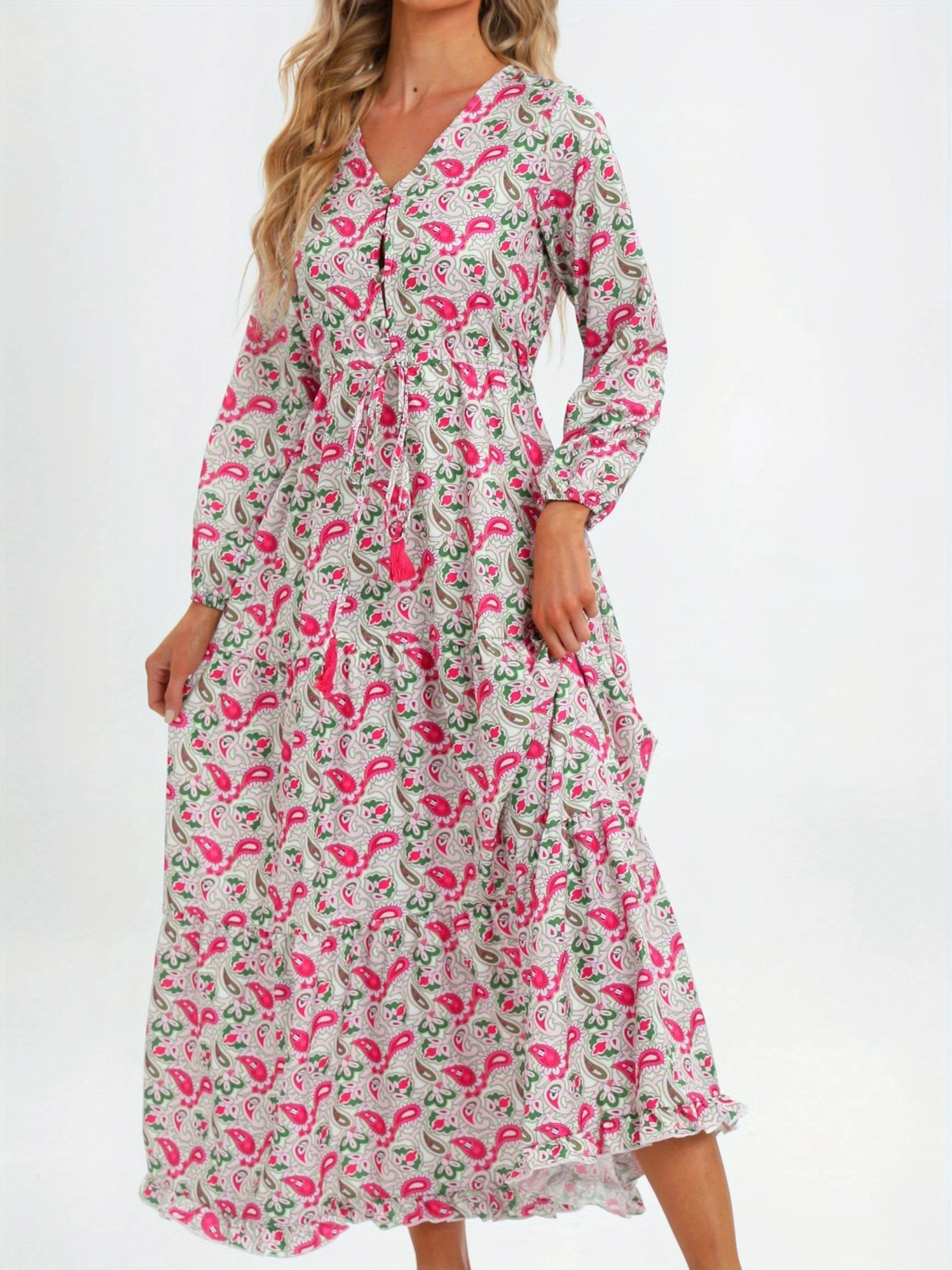 Bohemia Elegant Long Sleeve Maxi Dress Maxi Dresses - Tophatter Daily Deals