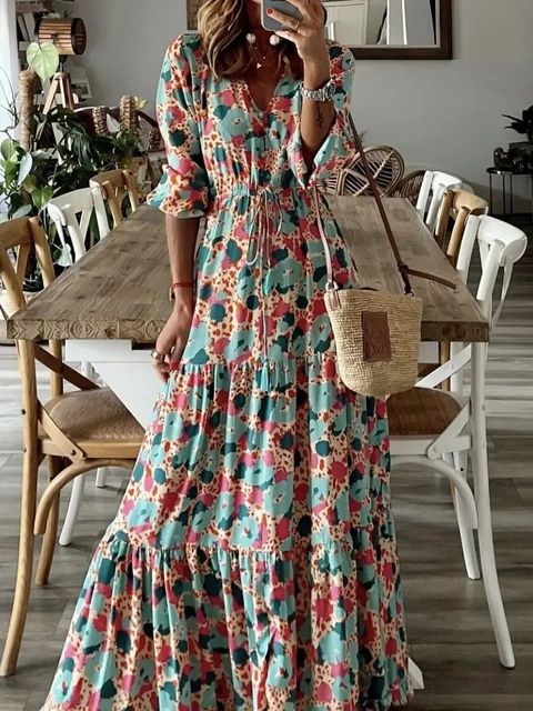 Bohemia Elegant Long Sleeve Maxi Dress Maxi Dresses - Tophatter Daily Deals