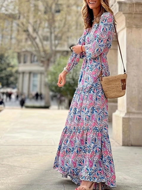Bohemia Elegant Long Sleeve Maxi Dress Maxi Dresses - Tophatter Daily Deals