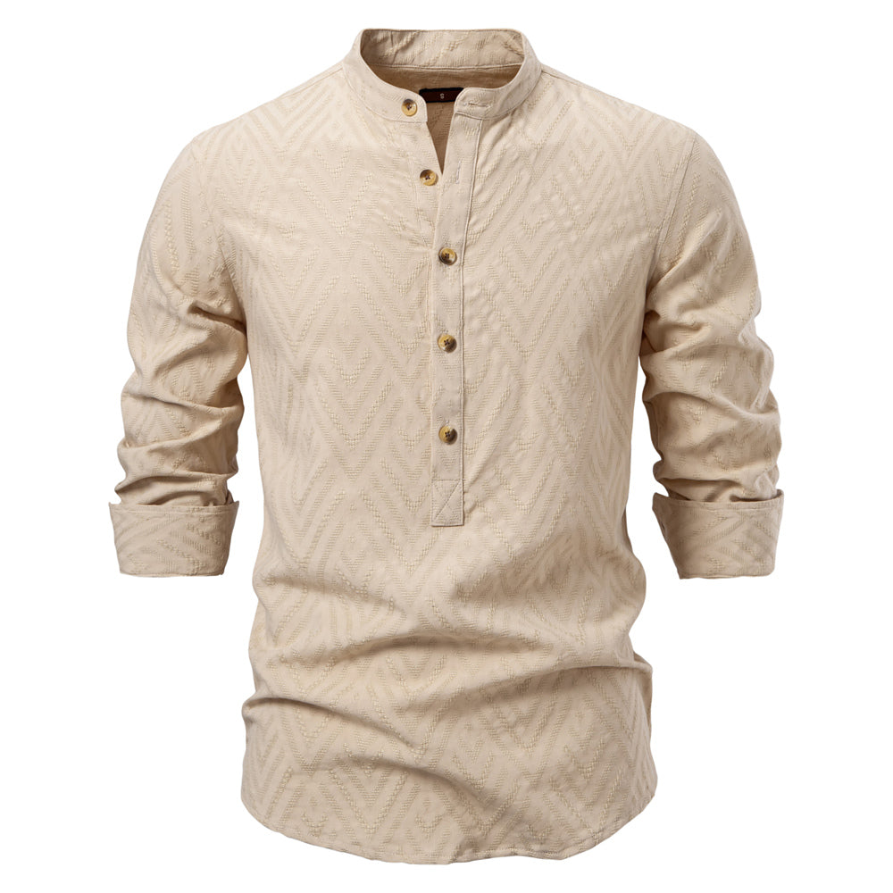 Casual Long Sleeve Shirt For Men Apricot Men's Clothing - Tophatter Daily Deals