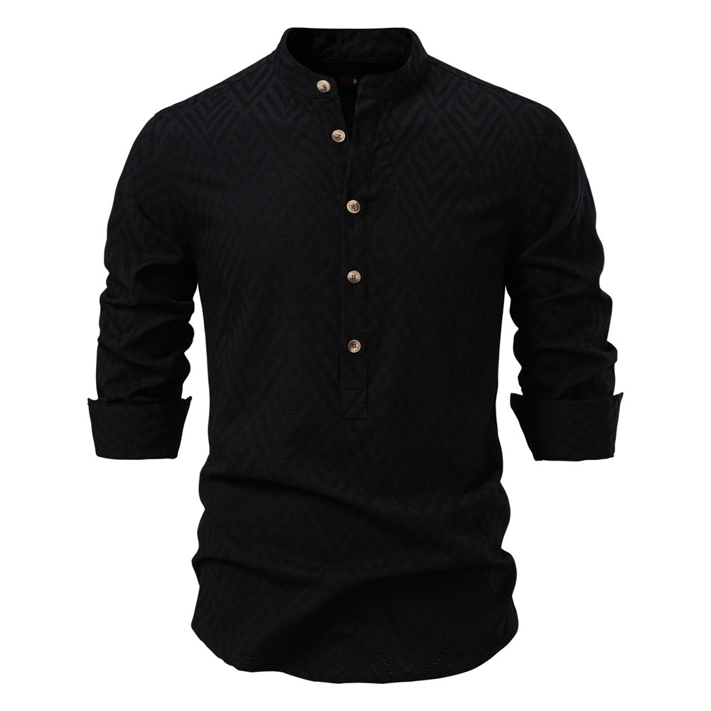 Casual Long Sleeve Shirt For Men Black Men's Clothing - Tophatter Daily Deals