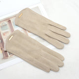 Soft Timeless Women Suede Gloves - Fitted, Cashmere Lined Beige - Tophatter Daily Deals